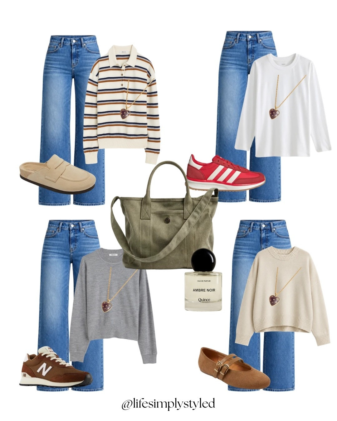 One pair of jeans .. four easy fall outfits 🤎