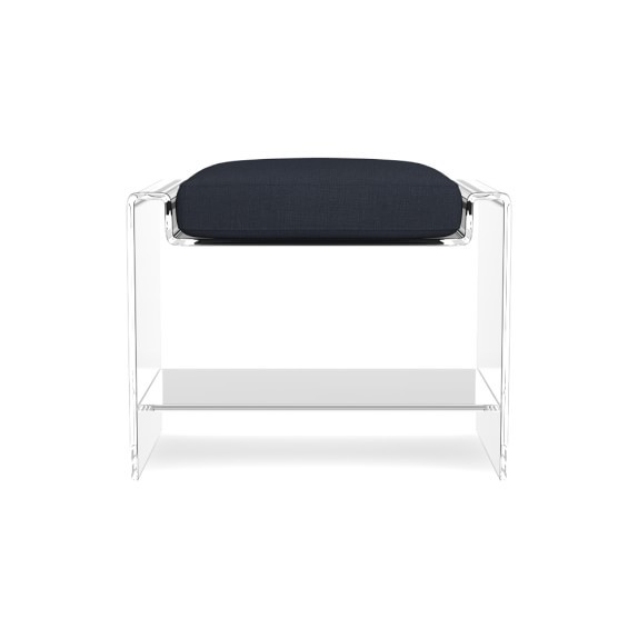 Acrylic Stool, Brushed Canvas, White | Williams-Sonoma