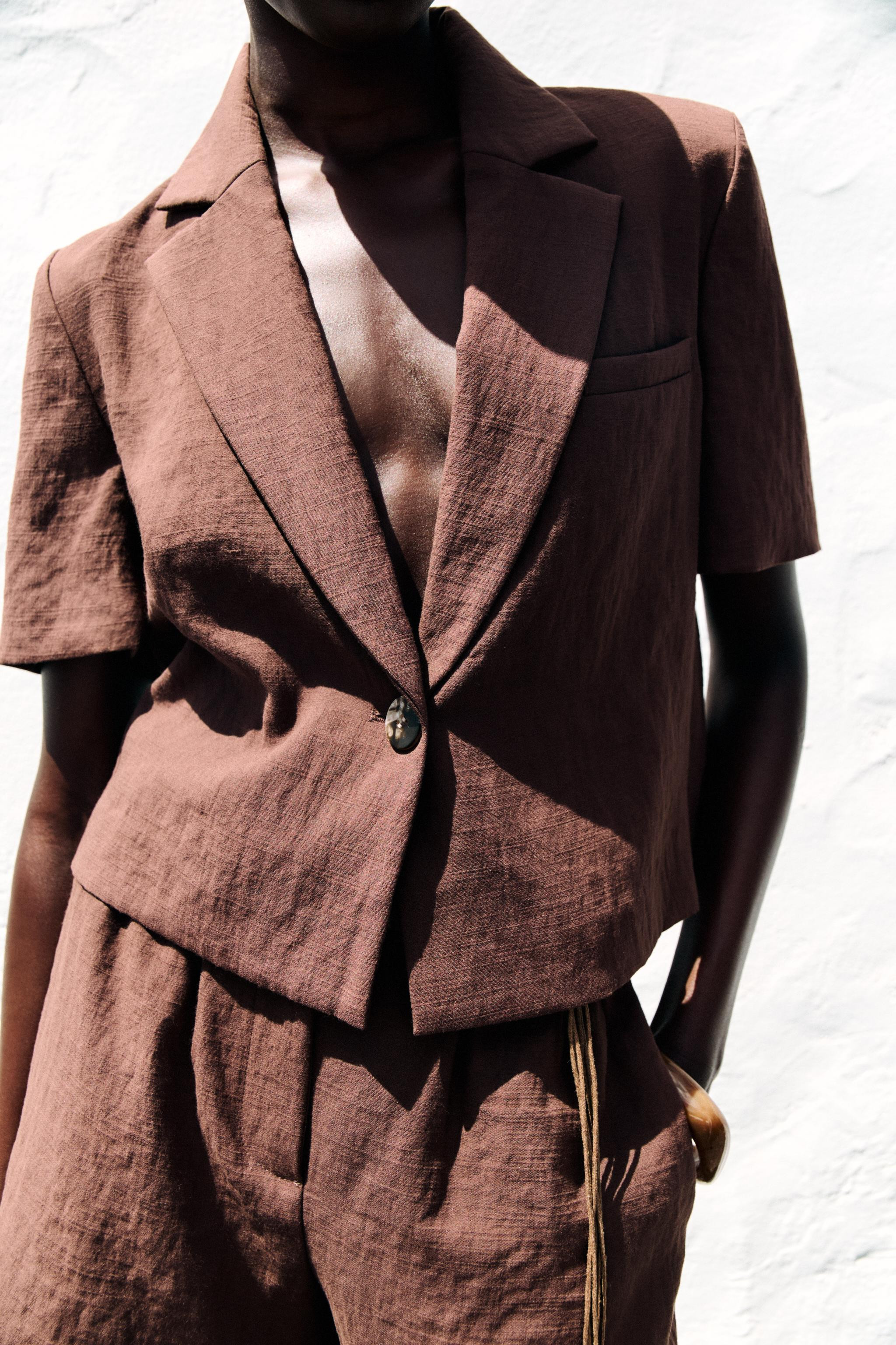 CROPPED SHORT SLEEVE BLAZER | Zara UK