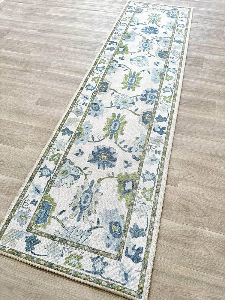 Green Oushak Rug, Vintage Turkish Eclectic Floral Pastel Large Oversized Runner Rugs for Hallway ... | Amazon (US)