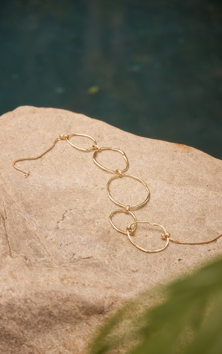 Gold Molten Oversized Abstract Belly Chain | PrettyLittleThing UK