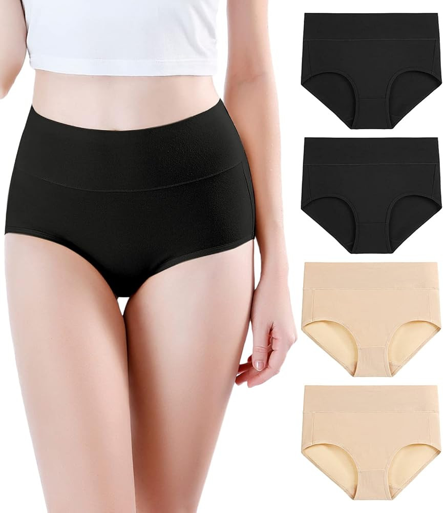 wirarpa Women's Modal Underwear Soft High Waist Briefs Ladies Panties 4 Pack | Amazon (US)