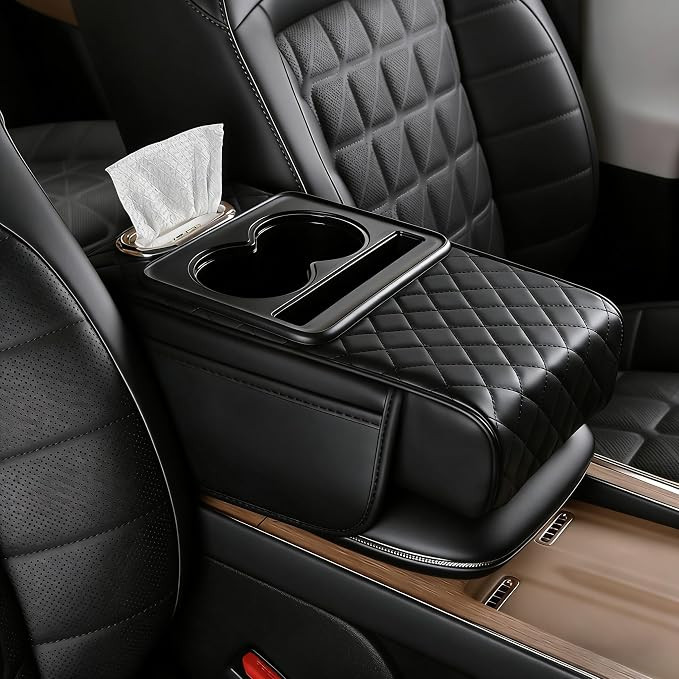 Car Armrest Cushion, 5-in-1 Car Center Console Cover, Leather Armrest Cover for Car, Universal Mi... | Amazon (US)