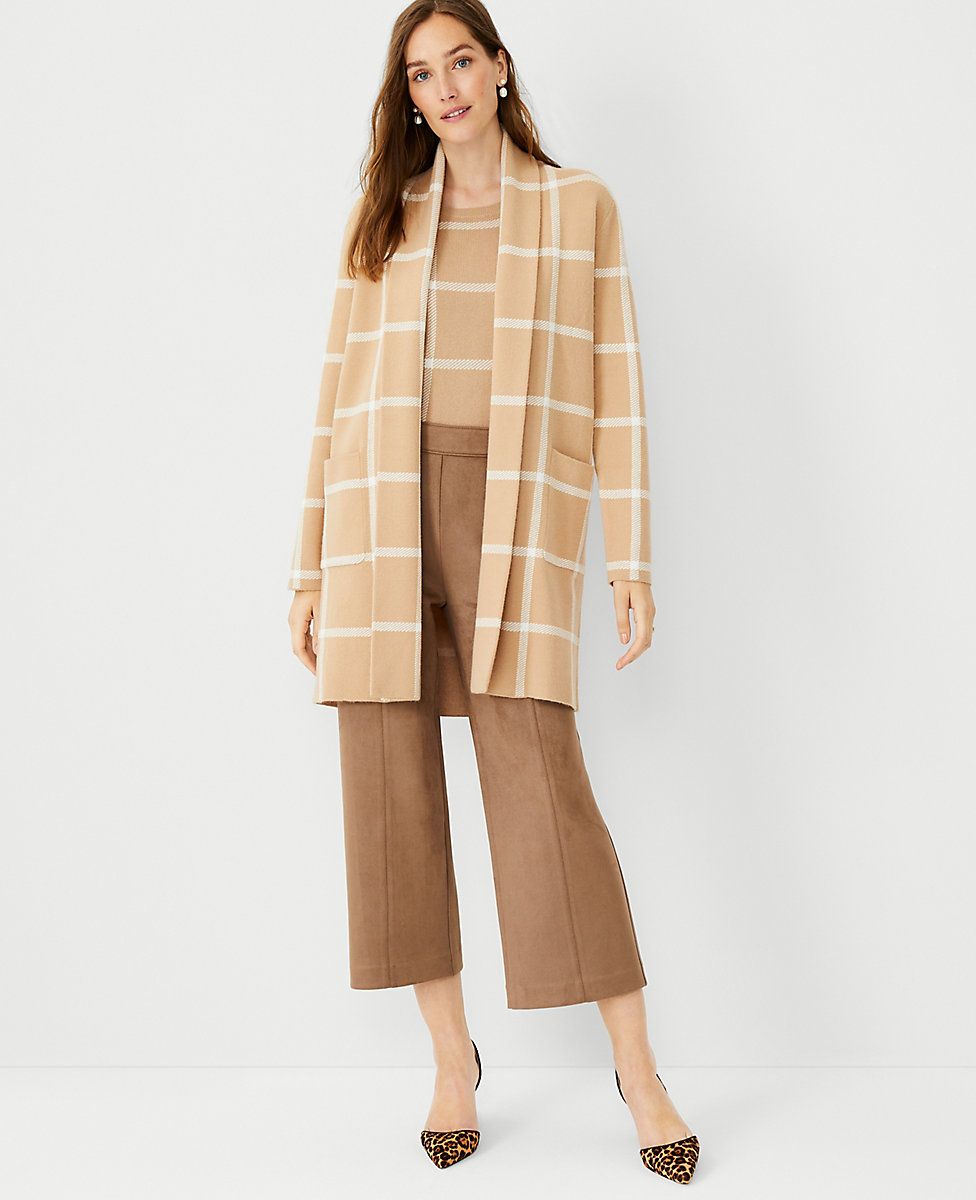 Windowpane Shawl Collar Cardigan | Ann Taylor (US)