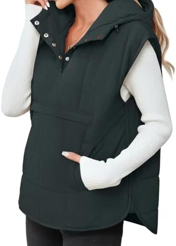 Saodimallsu Womens Quilted Puffer Vest Sleeveless Hoodies Fall Winter Tops with Kangaroo Pockets | Amazon (US)