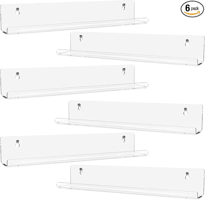 Hexsonhoma 12 Inch Clear Acrylic Vinyl Record Shelves, Vinyl Record Wall Shelf Storage, Wall Moun... | Amazon (US)
