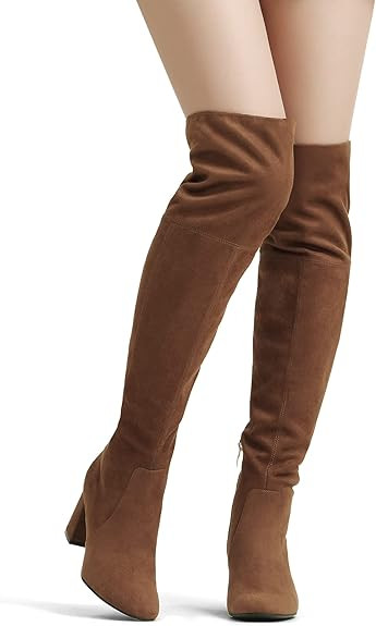 DREAM PAIRS Women’s Thigh High Over the Knee Fashion Chunky Heel Long Boots | Amazon (US)