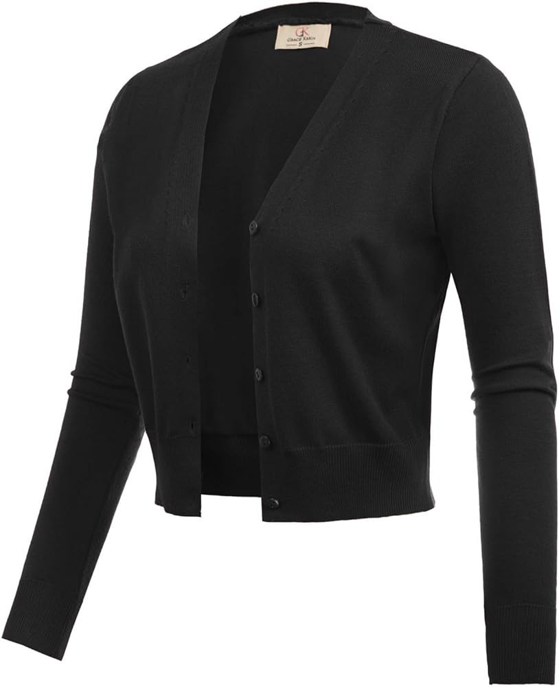 GRACE KARIN Women's Open Front Knit Cropped Bolero Shrug Cardigan Sweater Long Sleeve (S-4XL) | Amazon (US)