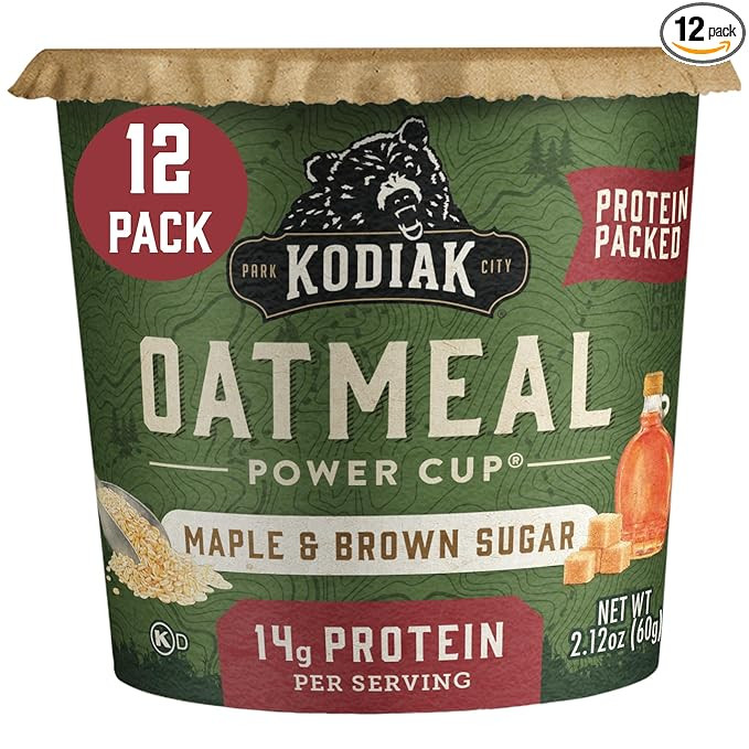 Kodiak Cakes Instant Protein Maple & Brown Sugar Oatmeal in a Cup, 2.12oz (Pack of 12) | Amazon (US)