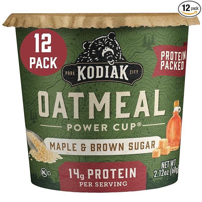 Kodiak Cakes Instant Protein Maple & Brown Sugar Oatmeal in a Cup, 2.12oz (Pack of 12) | Amazon (US)