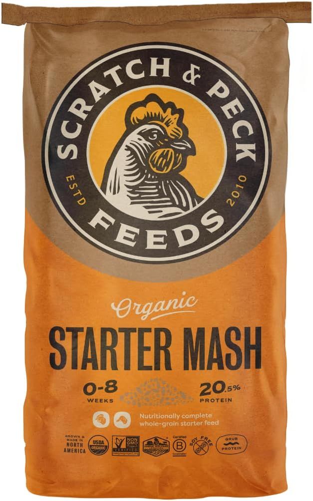 Scratch and Peck Feeds Organic Starter Mash Chick Feed - 25-lbs - 20.5% Protein, Non-GMO Project ... | Amazon (US)