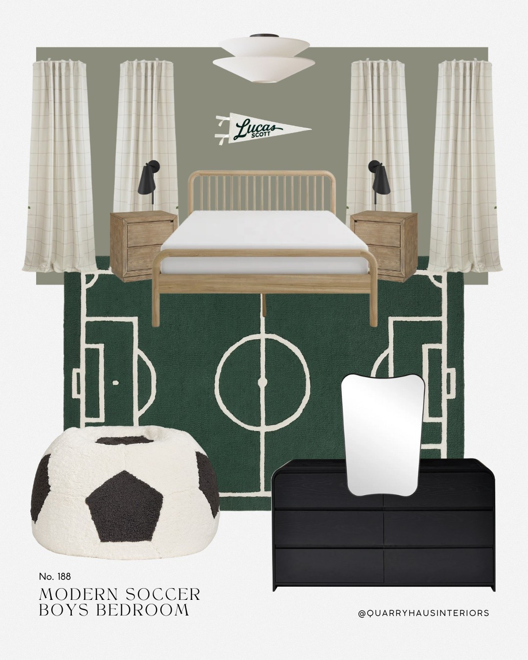 Modern moody green boys soccer bedroom design ⚽️ paint color shown is antique pewter by Benjamin Moore!


Boys kids toddler teen sports modern neutral room design decor furniture 

#LTKHome #LTKKids #LTKFamily
