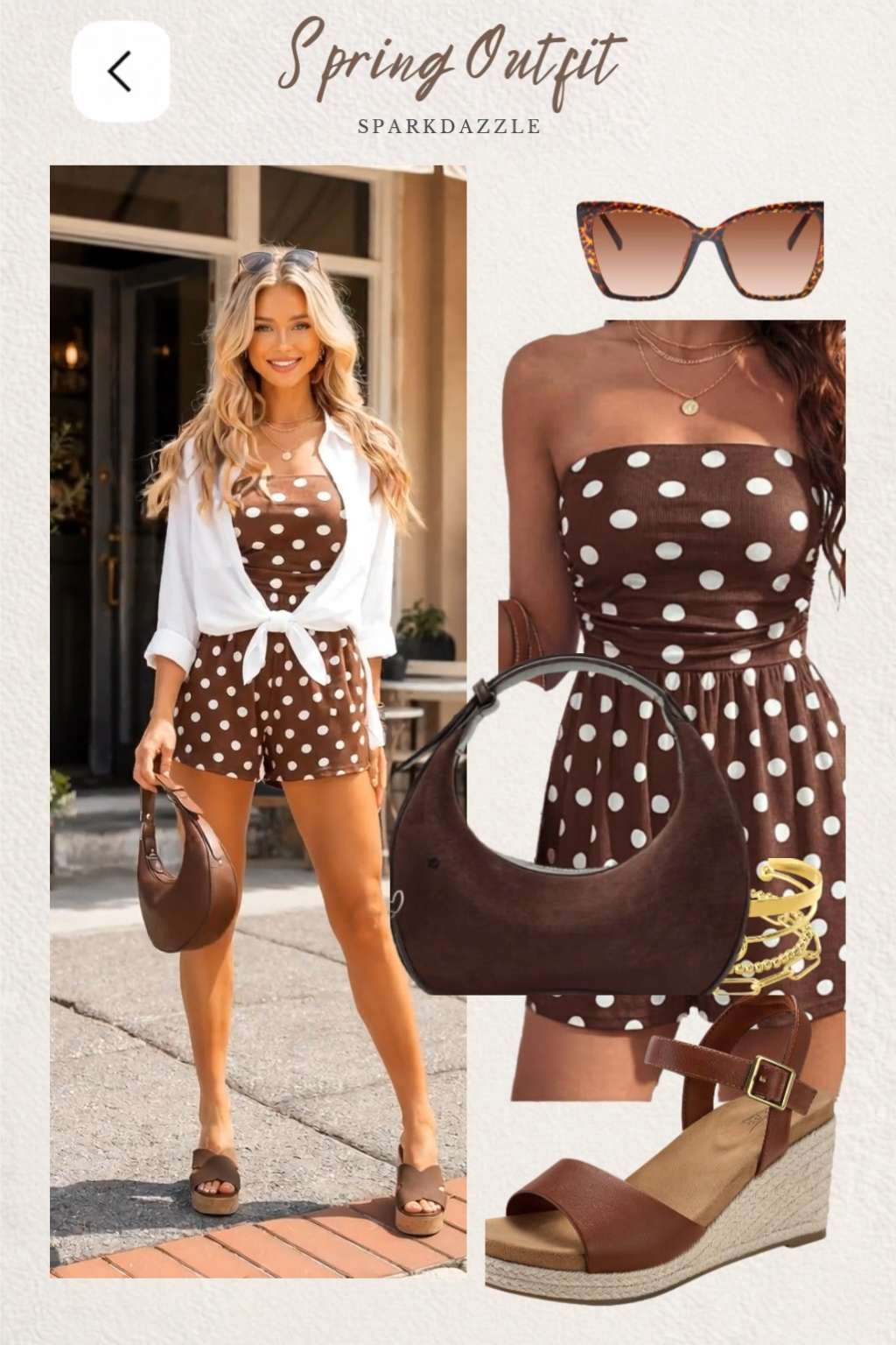 
Neutral Brown Summer Outfit Inspo 🤎 Polka Dot Romper Style This neutral brown summer outfit is the perfect mix of chic and effortless. Featuring a trendy polka dot romper, lightweight white button-up, statement earrings, platform sandals, and cozy neutral accessories for the ultimate casual summer look. Perfect for brunch dates, vacation outfits, coffee runs, and everyday fashion inspiration. #summeroutfit #outfitinspo #neutralstyle #polkadotdress #romperoutfit #casualchic #amazonfashion #summerfashion #fashioncollage #capsulewardrobe #neutraloutfit #styleinspo #everydaystyle #coastalstyle #minimalstyle #amazonfinds #brownoutfit #pinterestfashion #fashionaesthetic #summerstyle #ad #affiliate 

 