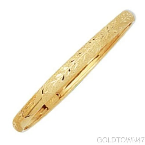 10kt Yellow Gold 4.0mm Shiny Textured Florentine Hinged Baby's Bangle - Walmart.com | Walmart (US)