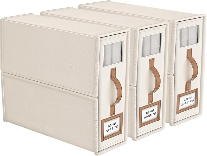 3 Pack Foldable Bed Sheets Set Organizers and Storage(King & Queen Size),Linen Fabric Closet Orga... | Amazon (US)