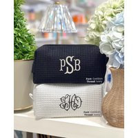 Small Waffle Cosmetic Bag With Monogram - Graduation Wedding | Etsy (US)