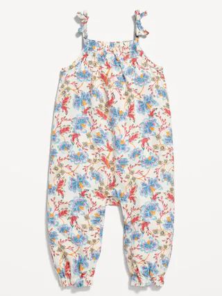 Sleeveless Tie-Knot Linen-Blend Jumpsuit for Baby | Old Navy (US)
