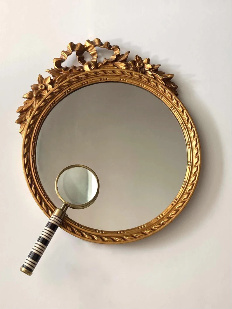 Vintage Round Bow Wall Mirror, Hickory Manor Decor, Ornate Gold Color Mirror, Hollywood Regency, ... | Etsy (US)