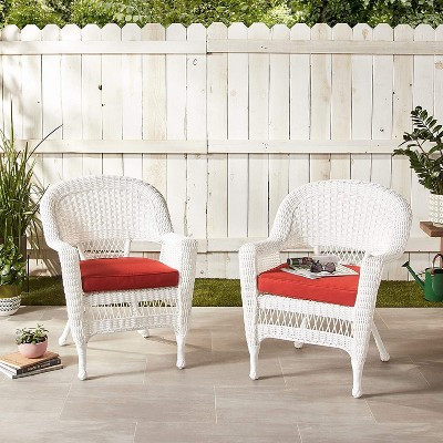 HomeStock Southwestern Sensibilities Outdoor Wicker Chair With Red Cushion - Set Of 2 | Target
