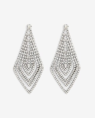 Rhinestone Multi-Row Diamond Drop Earrings | Express