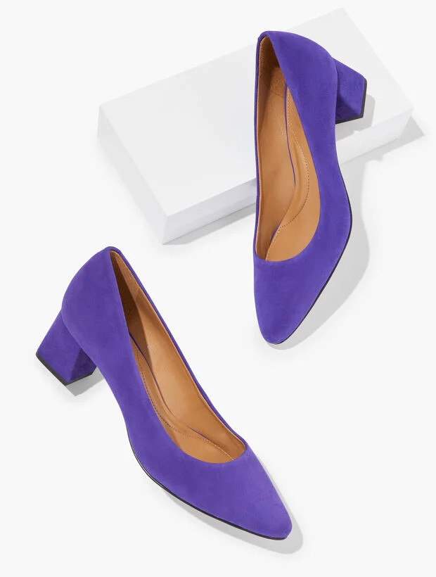 Kayla Suede Block Heel Pumps | Talbots