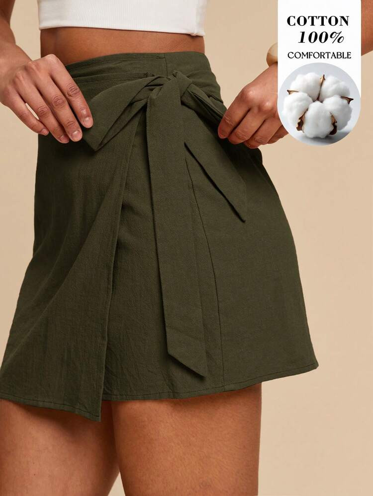 Travachic Women's Solid Color Casual Versatile Daily Wear Mini Skirt | SHEIN
