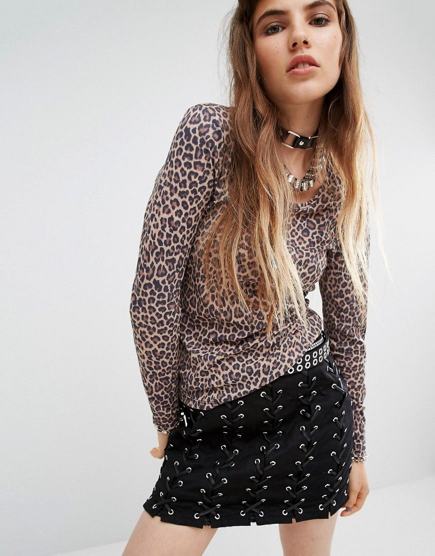 Tripp NYC Leopard Printed Mesh Top - Multi | ASOS US