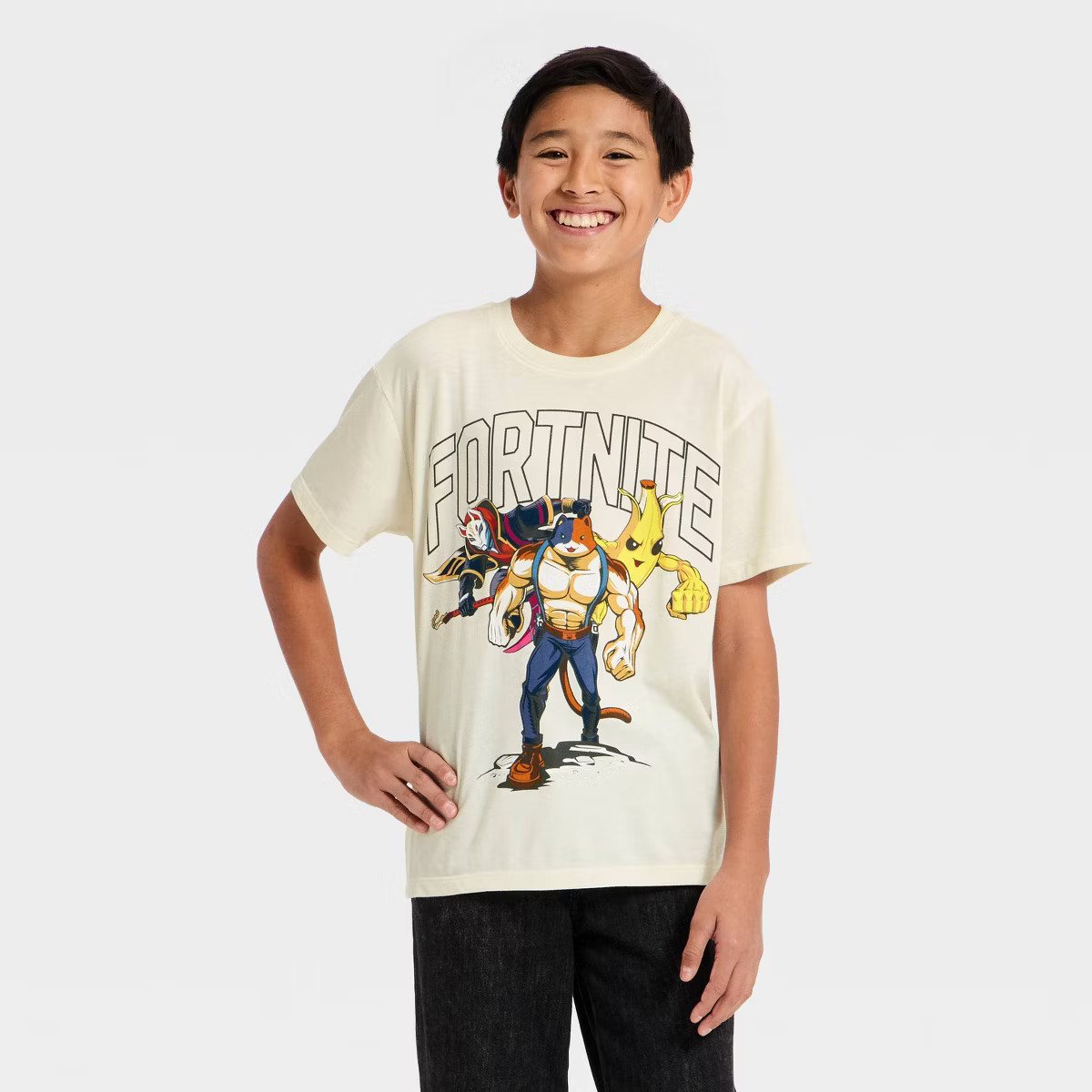 Boys' Fortnite Oversized Short Sleeve Graphic T-Shirt - Cream XS | Target