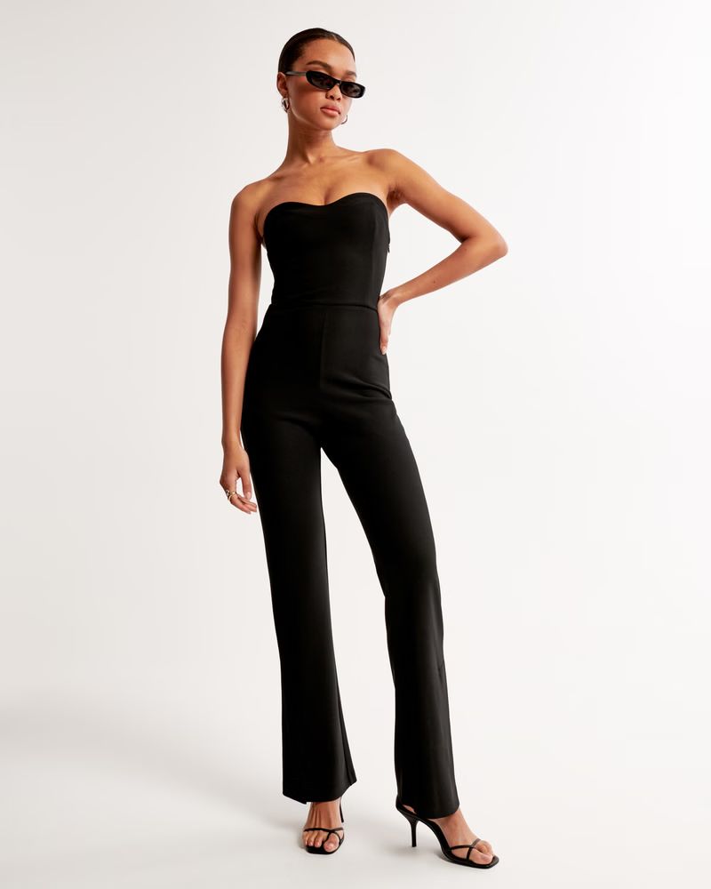 Strapless Crepe Sweetheart Jumpsuit | Abercrombie & Fitch (US)