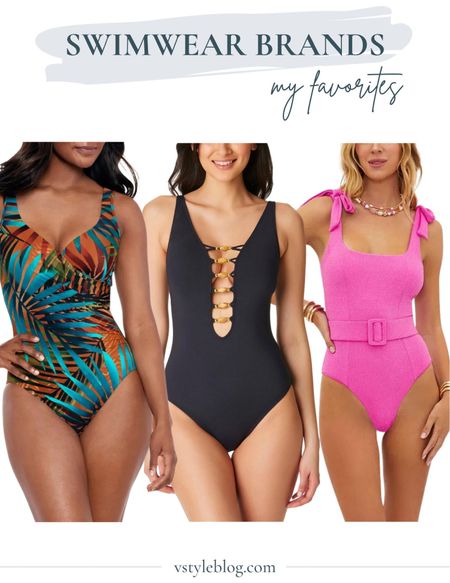Flattering swimsuits for summer: MiracleSuit Tamara Tigre one-piece, Bleu Rod Beattie one-piece swimsuit, and Beach Riot Sydney Belted one-piece

#LTKActive #LTKswim #LTKSeasonal