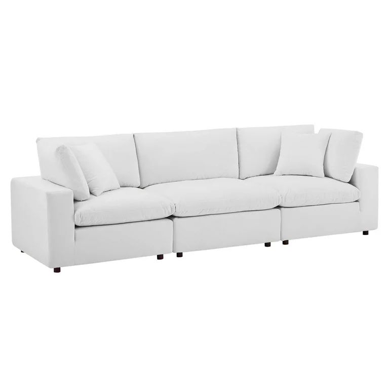 Modway Commix Down Filled Overstuffed Performance Velvet 3-Seater Sofa in White - Walmart.com | Walmart (US)