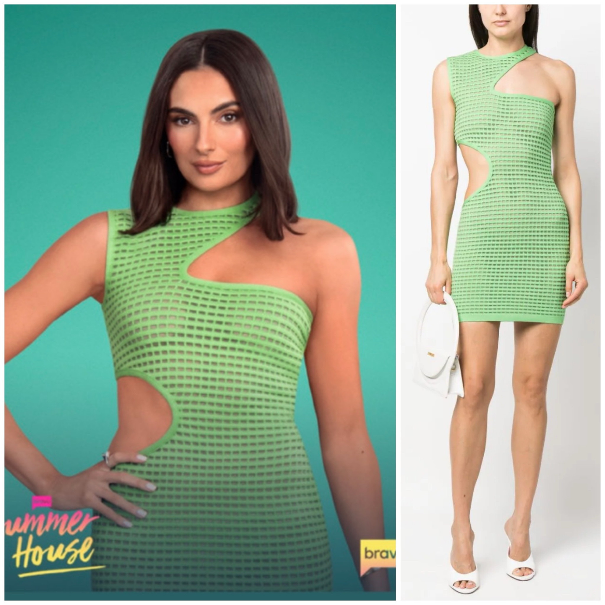 Paige DeSorbo’s Green Netted Cutout Dress 📸 = @bravotv