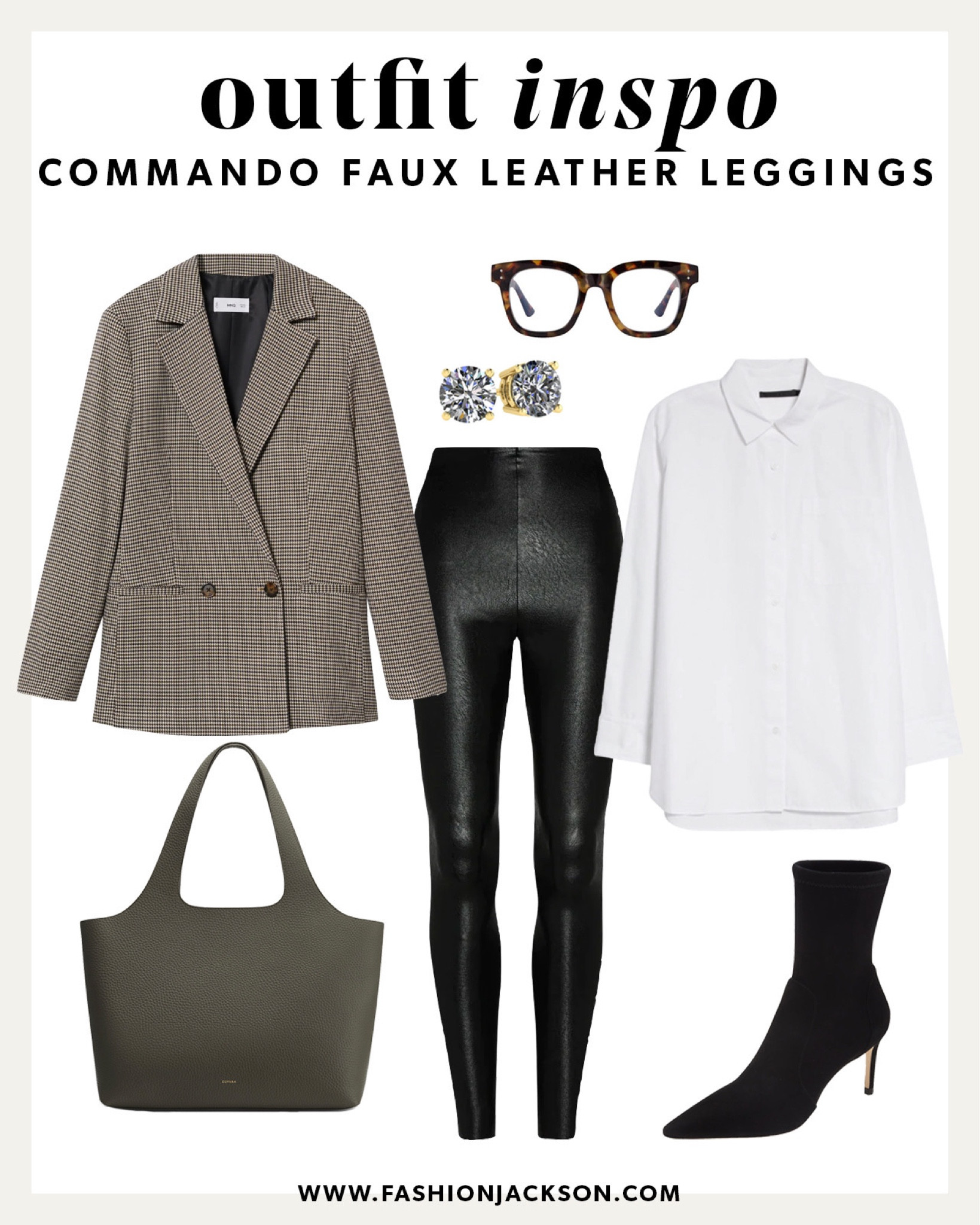 Commando faux leather legging outfit inspo #winterfashion #leatherleggings #workwear #blazerlook #booties #officeoutfit #winteroutfit #fashionjackson

#LTKunder100 #LTKstyletip #LTKworkwear