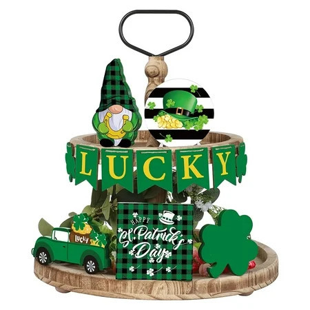 Clearance Items St. Patrick’S Day Tiered Tray Décor, Wooden Green Gnome Block Signs, Table Centerpieces With Holder for St. Patrick'S Day Home Holiday Decorations St Patricks Day Decorations | Walmart (US)