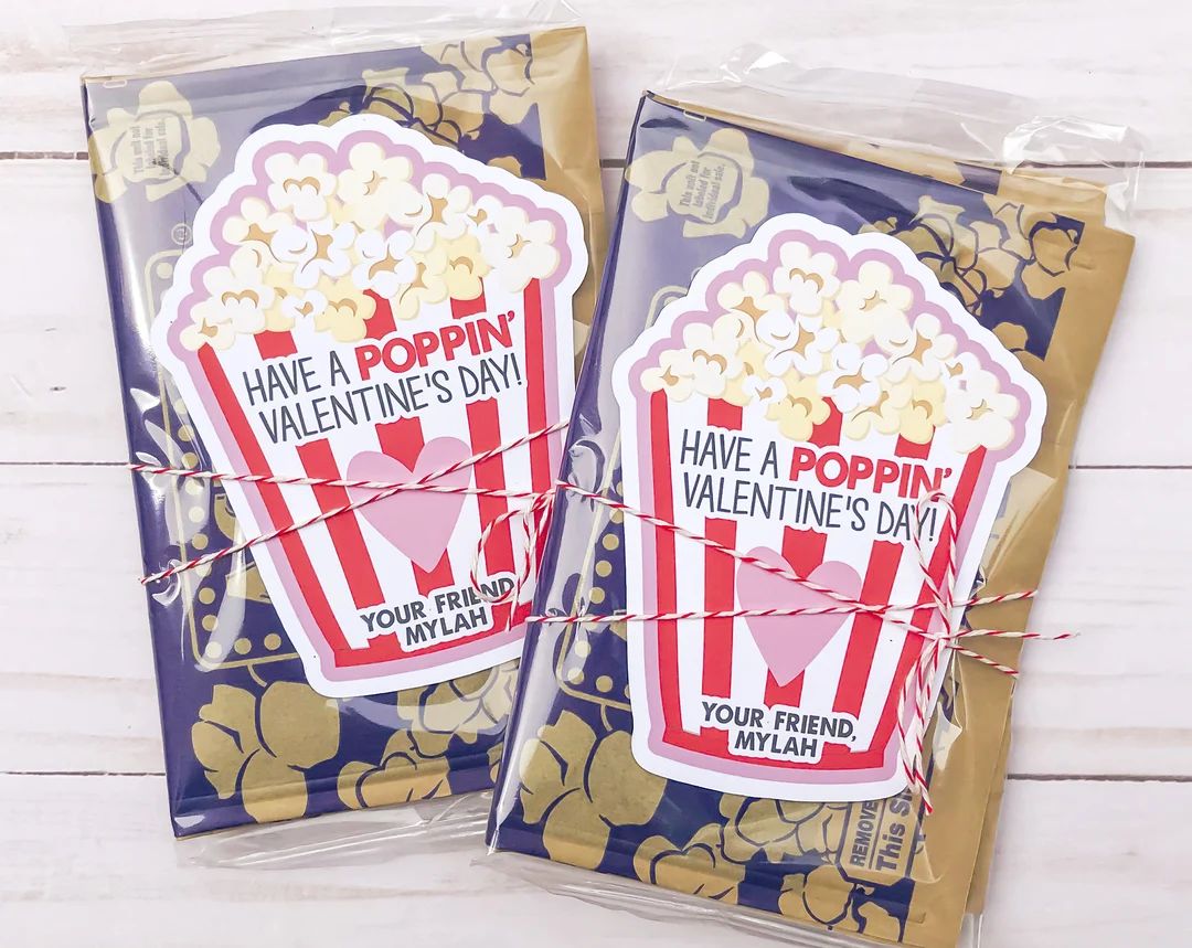 Valentine Popcorn Stickers, Valentine's Day Stickers, Boy Girl Kids Classroom Labels, Poppin' Val... | Etsy (US)