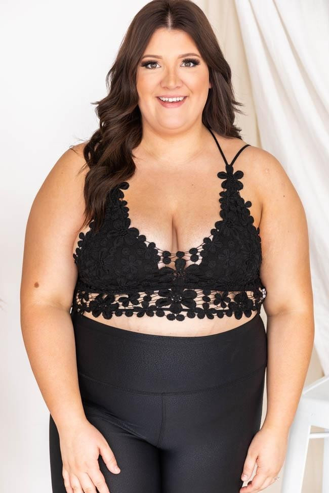 All The Romance Black Floral Lace Bralette | The Pink Lily Boutique