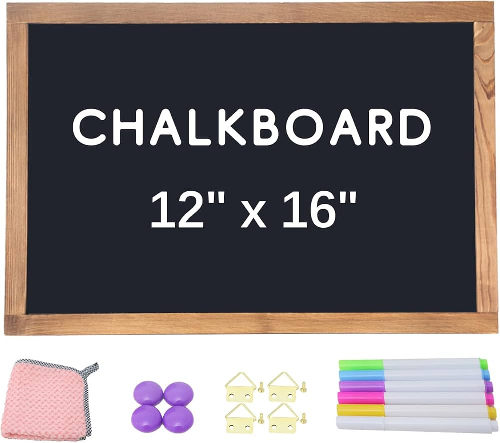 Magnetic Chalkboard 12x16 Hanging Framed Wall Chalk Board Combination Chalk Board & Bulletin Boar... | Amazon (US)