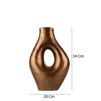 Hand Painted Decorative Pot, Ceramic Body, 7.9 x 13.4 inches, Brown | Elegant Home Decor Accent for Indoor Plants, Unique Design Perfect for Living Ro | Wayfair North America