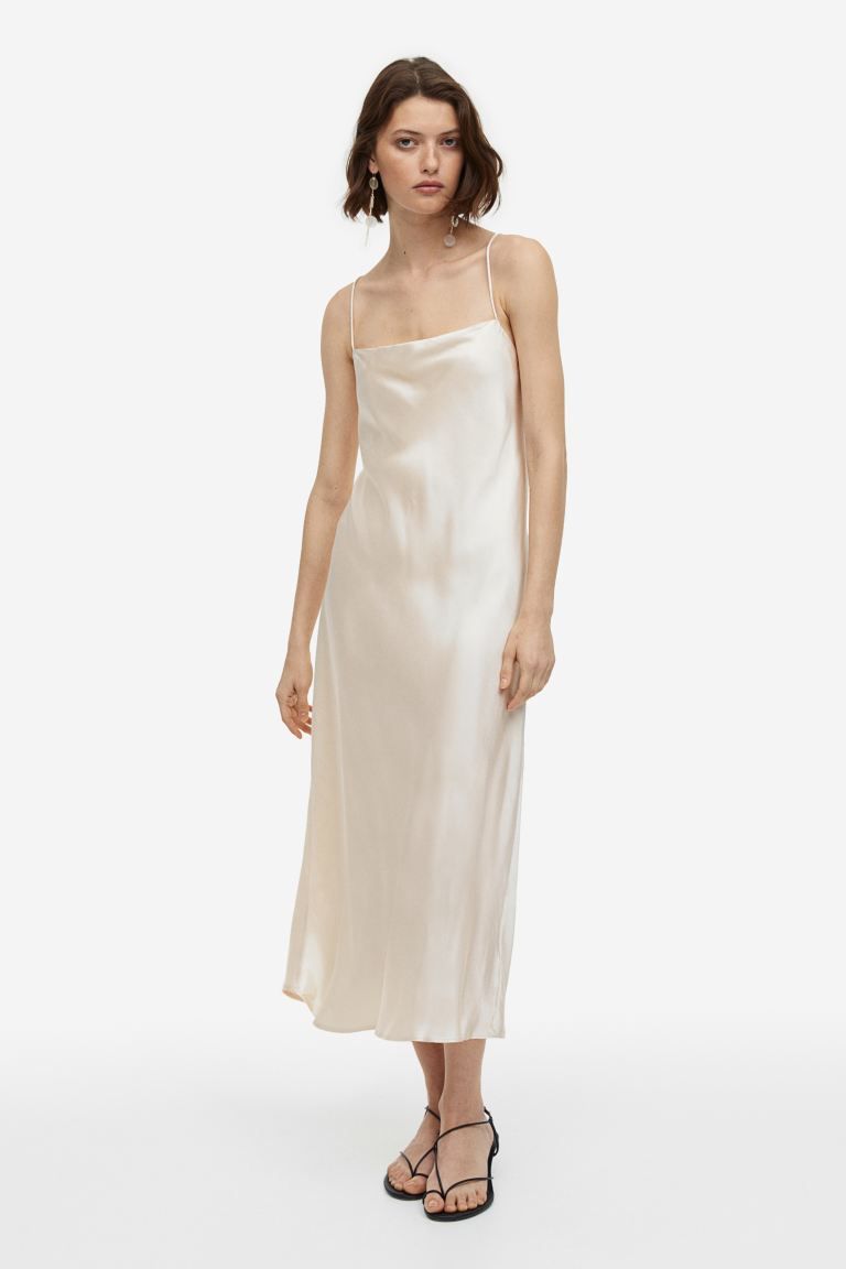 Satin Slip Dress - Cream - Ladies | H&M US | H&M (US + CA)