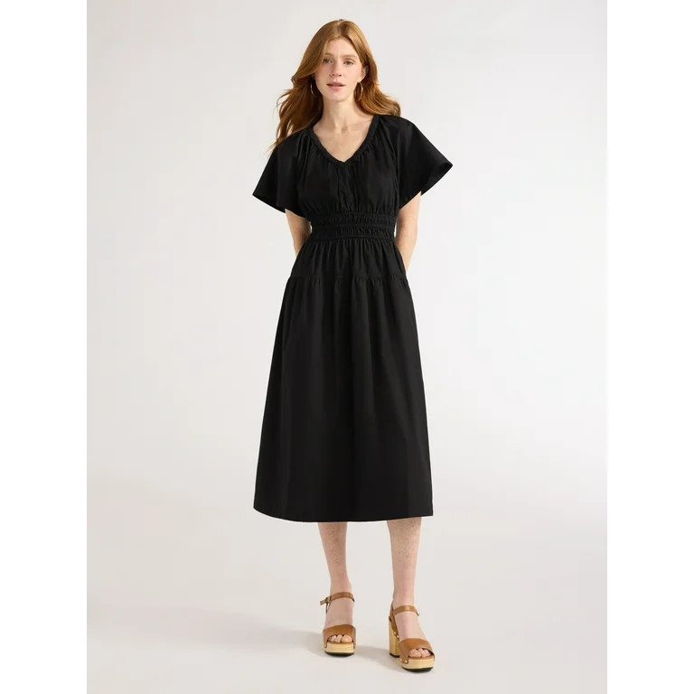 Free Assembly Women's A Line Sundress V Neck Tiered Dress | Walmart (US)