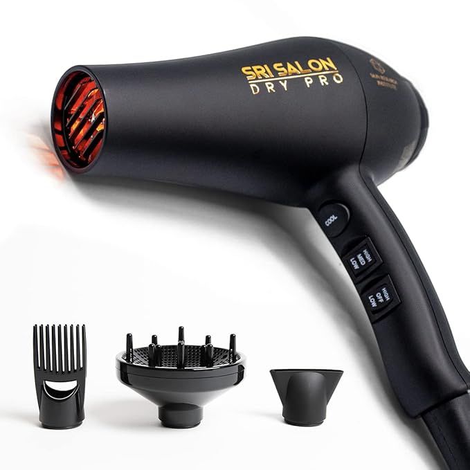 SRI Salon Dry Pro, Infrared Light Blow Dryer with Salon Results, Negative Ions for Reduced Frizz,... | Amazon (US)