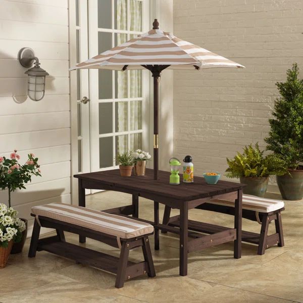 Kids Solid Wood Outdoor Table Or Chair and Chair Set | Wayfair North America