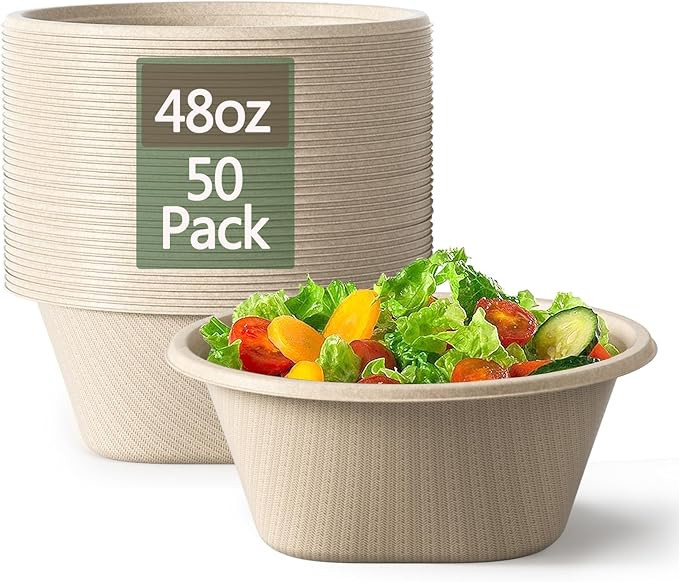 Homestockplus 48 Oz Disposable Bowls - Heavy Duty and Compostable Bowl - Made from Sugarcane and ... | Amazon (US)