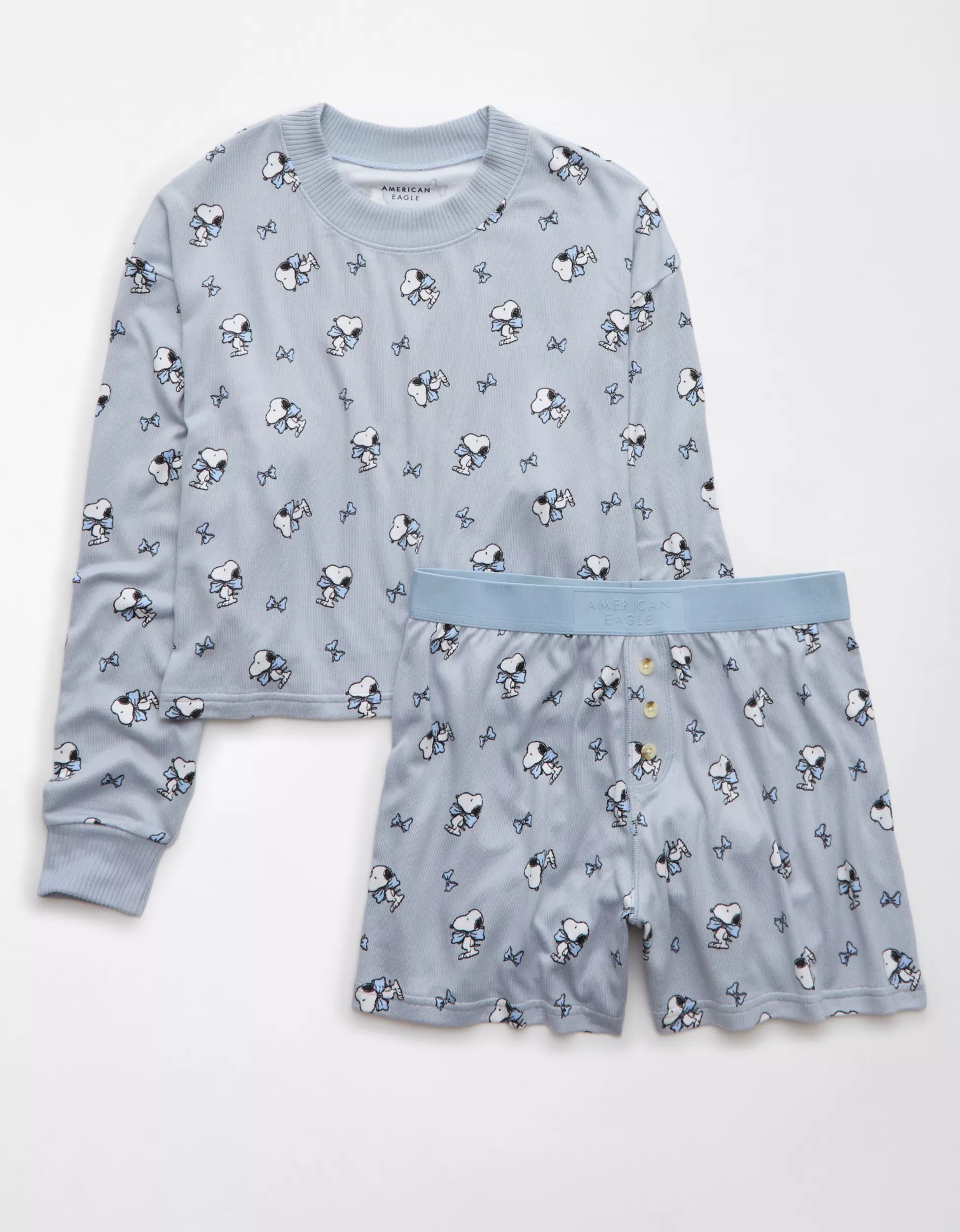 AE Peanuts Bow Plush PJ Set | American Eagle Outfitters (US & CA)