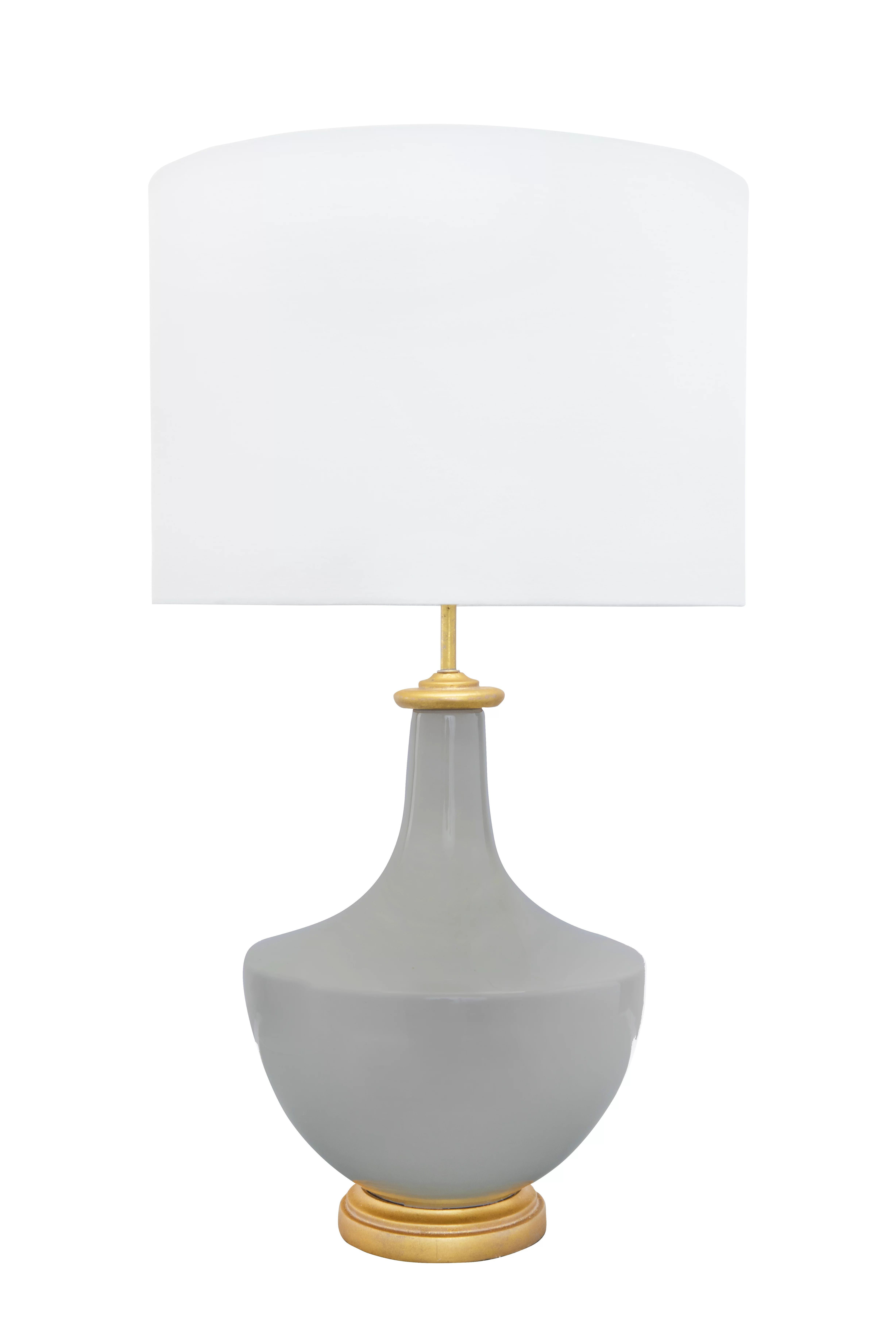27" Stoneware Lamp with Linen Shade - Walmart.com | Walmart (US)