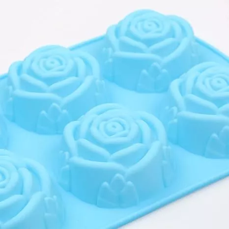 2 Pieces 6-cavity Silicone Flowers Shaped Molds Silicone Rose Flower Shaped  Baking Molds Non Stick Silicone Jumbo Rose Molds