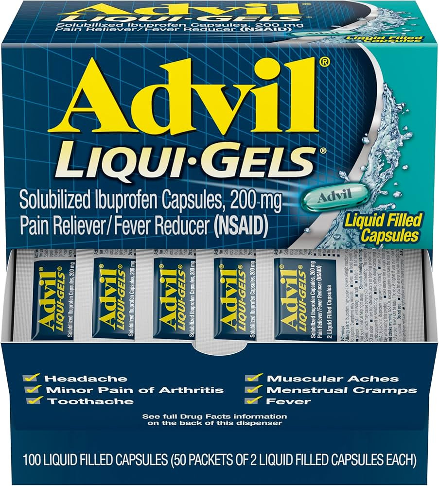 Advil Liqui-Gels Pain Reliever and Fever Reducer, Pain Medicine for Adults with Ibuprofen 200mg f... | Amazon (US)