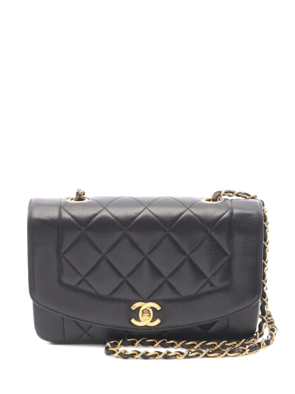 CHANEL Pre-Owned 1994-1996 Diana matelassé flap chain-strap shoulder bag - Black | Farfetch Global