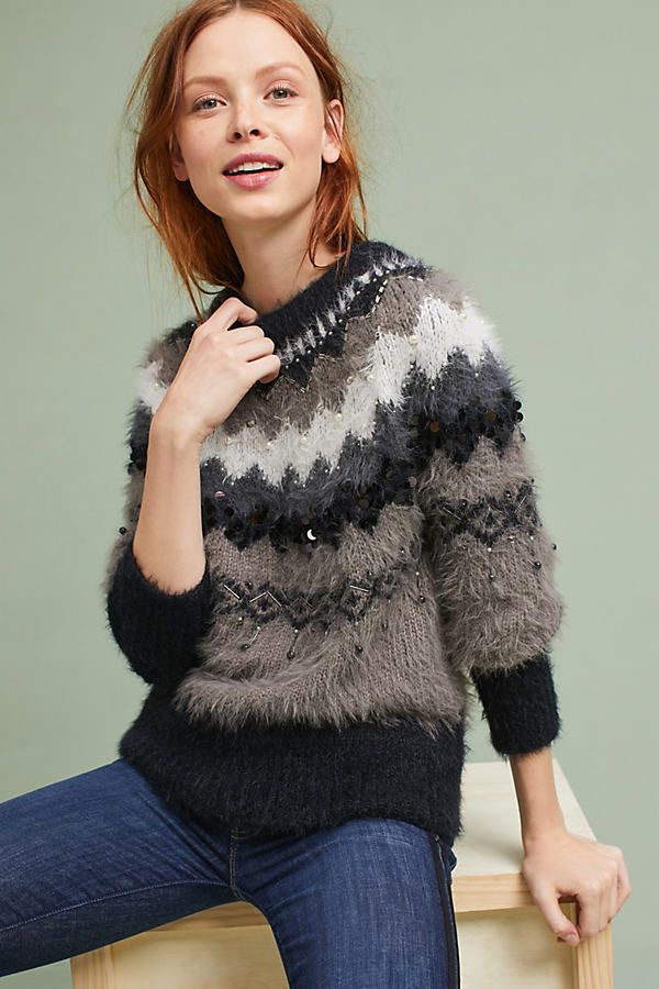 Anat Fairisle Bubble Sleeve Sweater - Grey, Size Xs | Anthropologie (UK)