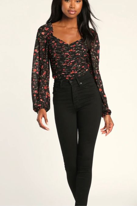 This floral bodysuit is perfect for date night outfits! Great winter date night outfit idea too! 

#bodysuitoutfit #bodysuit #datenightoutfiy 

#LTKFind #LTKunder50 #LTKU